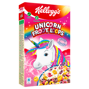 Kellogg's Froot Loops Unicorn limited edition cereal box, United Kingdom